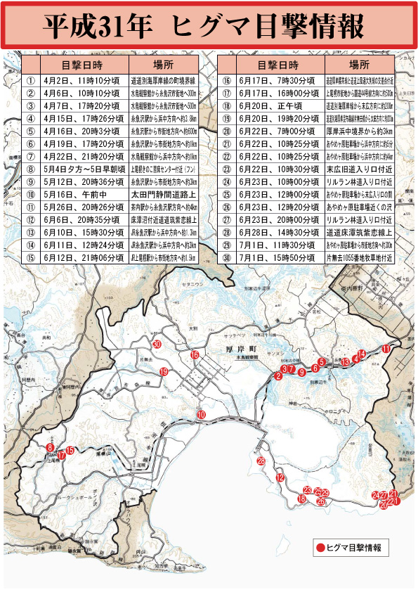 令和元年7月1日ヒグマ情報