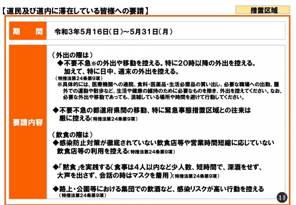 道民及び道内に滞在している皆様への要請