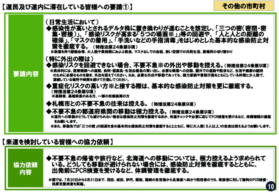 道民及び道内に滞在している皆様への要請1