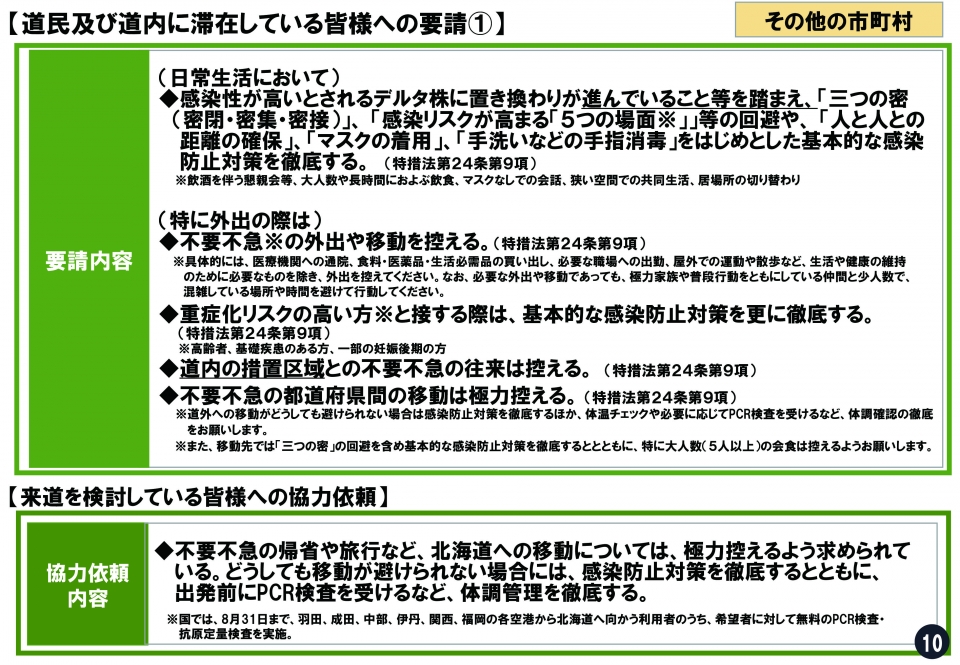 道民及び道内に滞在している皆様への要請1