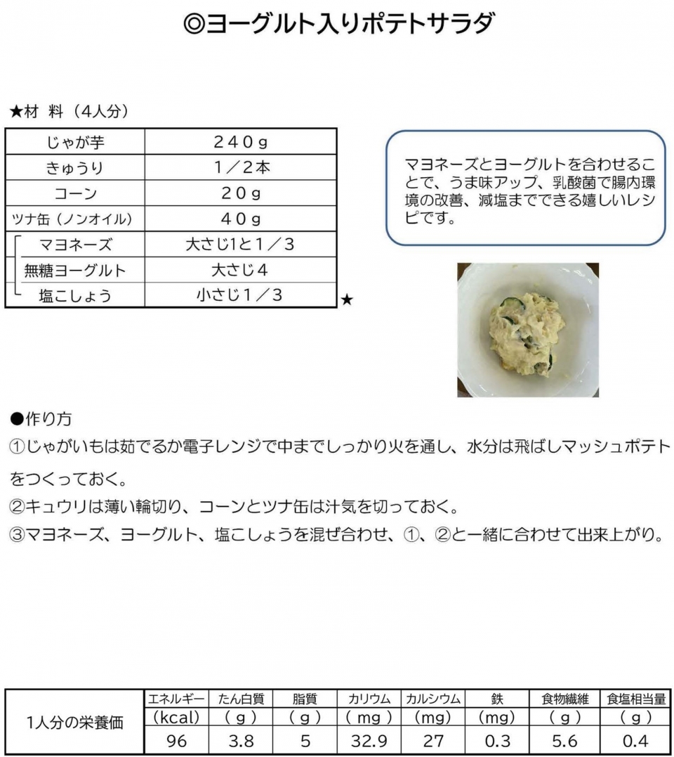 ヨーグルト入りポテトサラダ